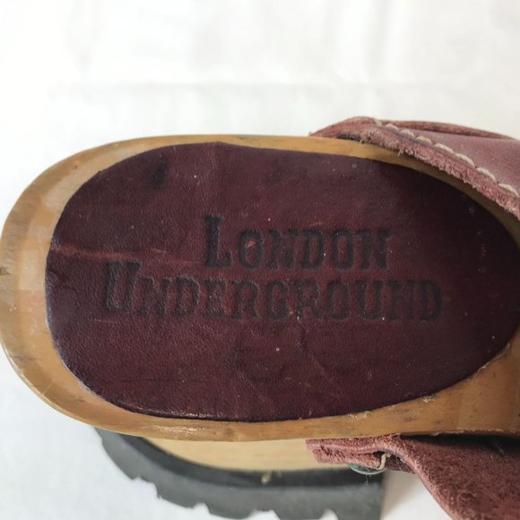 London Underground 90s Chunky Wood Platform Red Sandals Size 6 Wide Sole - Picture 8 of 8